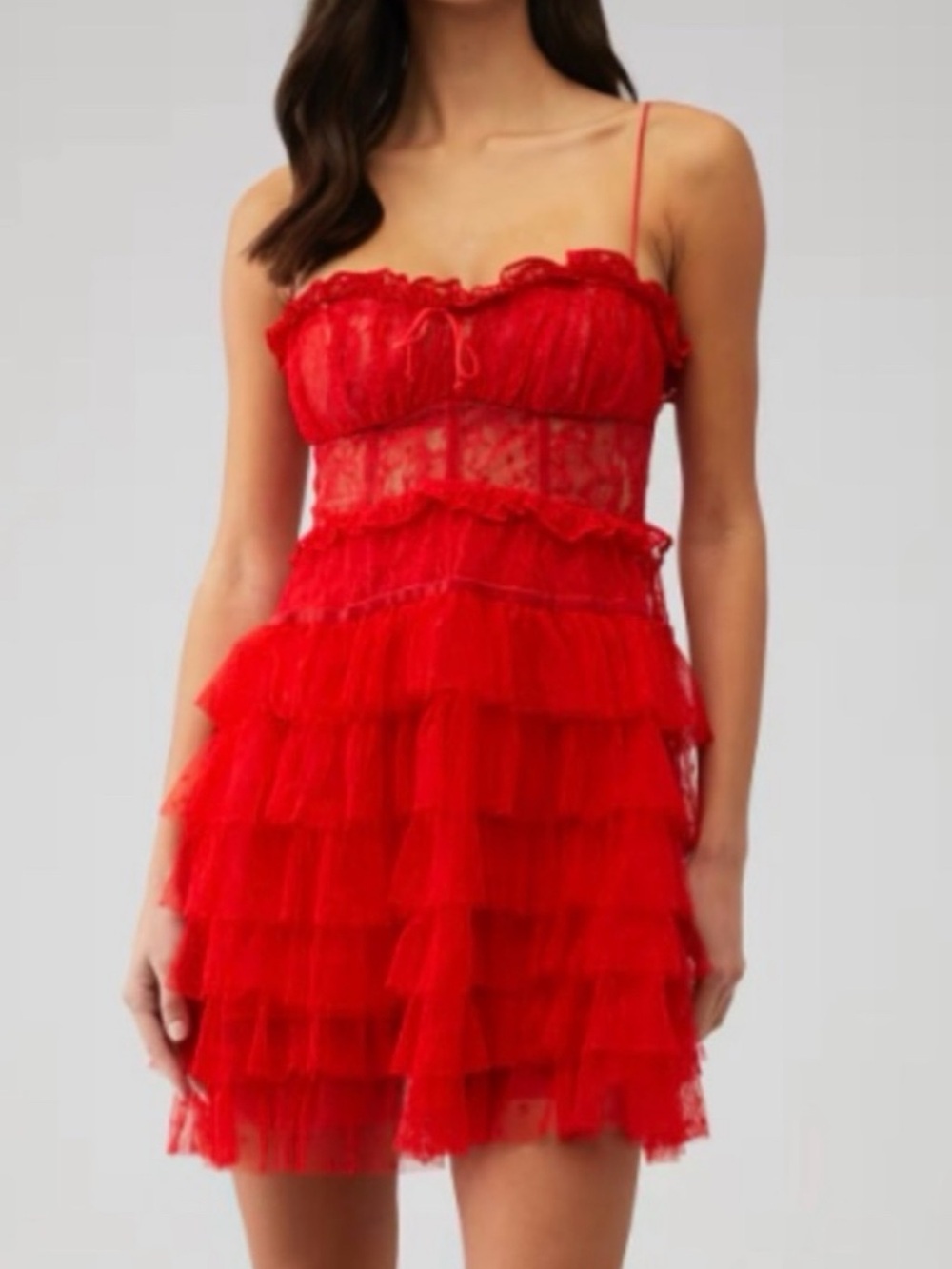 For Love & Lemons Red Polka Dot Tulle Dress